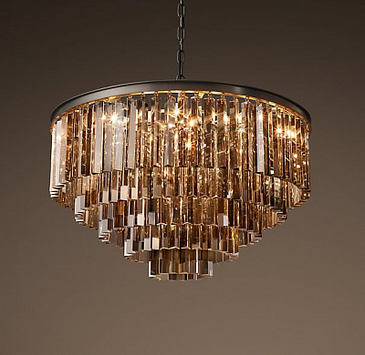 1920s Odeon Glass Fringe Chandelier Smoke (M) - 5 rings фото 5
