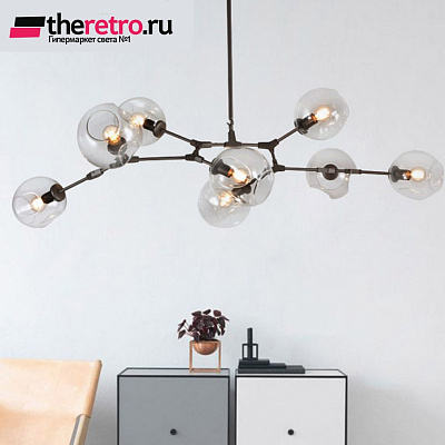 Lindsey Adelman Branching Bubble Chandelier 10 плафонов Прозрачный Черный Горизонталь  фото 1