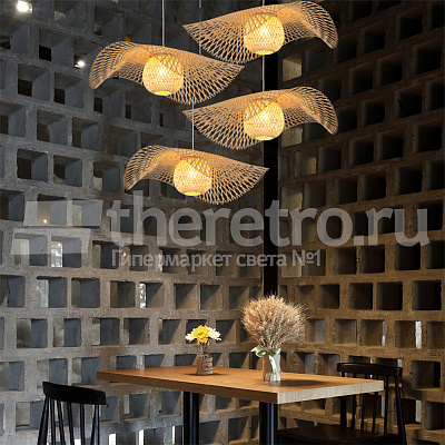 Ротанговый подвесной светильник Lotus Leaf Pendant Light фото 9