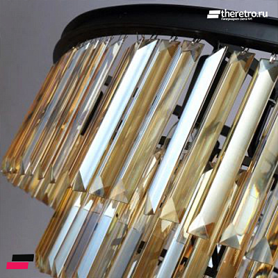 1920s Odeon Glass Fringe Chandelier Smoke (L) - 7 rings фото 7