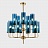 Люстра Brass & Blue Glass Tube designed by Hans-Agne Jakobsson in 1970 15 плафонов Золотой фото 2